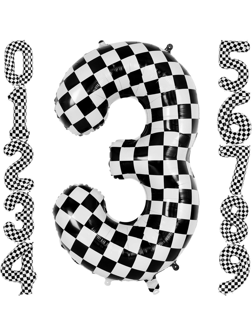 New 40” Checkered 3 Birthday Balloon